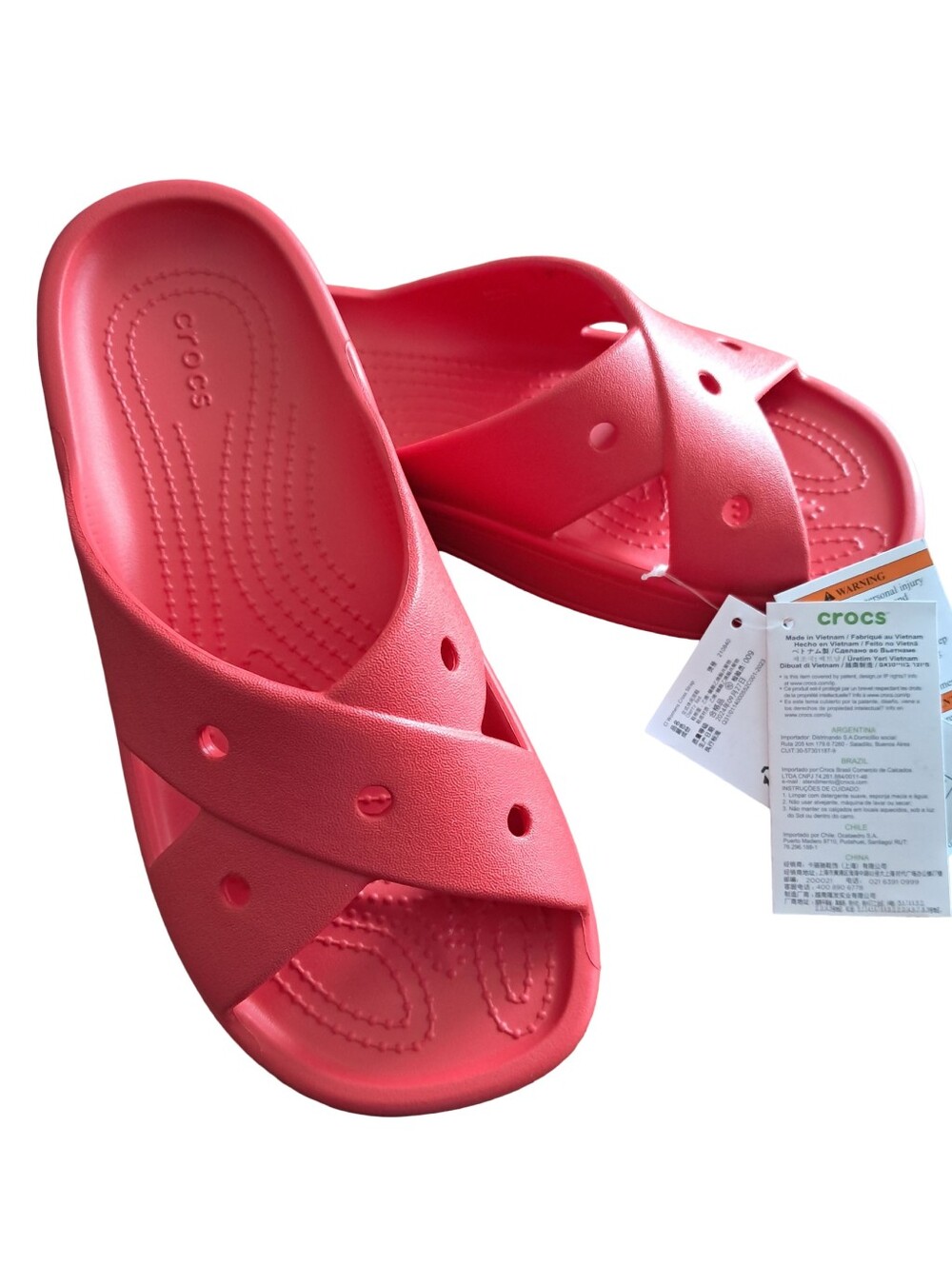 CROCS Classic Cross Strap Slip On Slides  Various Women's Sandals Cherry Red NWT